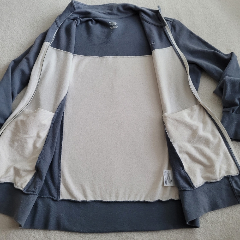 Nike | Athletic Cotton Stretch Full Zip Jacket EUC Blue & Cream Mock Neck XL - Picture 10 of 13